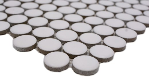 Botón de mosaico LOOP redondo mosaico blanco mate pared cocina ducha BAD MOS10-0111_f | 10 esteras de mosaico