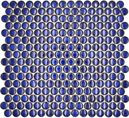 Botón de mosaico LOOP redondo mosaico azul oscuro cobalto pared cocina ducha BAÑO MOS10-0405_f | 10 esteras de mosaico