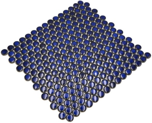 Botón de mosaico LOOP redondo mosaico azul oscuro cobalto pared cocina ducha BAÑO MOS10-0405_f | 10 esteras de mosaico