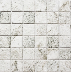 Mosaico de azulejos de piedra natural aspecto gris beige estructura azulejo backsplash MOS16-HWA4LG_f | 10 esteras de mosaico
