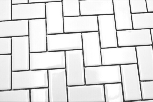 Mosaico de azulejos de cerámica en espiga blanco brillante azulejo de la cocina azulejo de la pared MOS24-CHB5WG_f