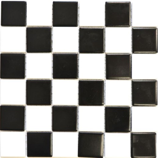 Mosaico de cerámica blanco negro mate tablero de ajedrez backsplash MOS16-CD202_f