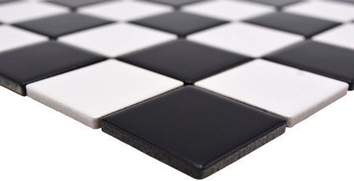 Mosaico de cerámica blanco negro mate tablero de ajedrez backsplash MOS16-CD202_f
