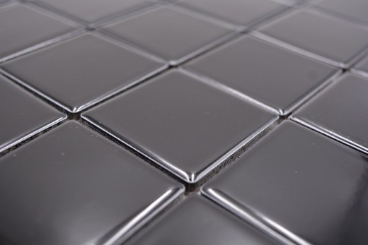 Mosaico de cerámica negro brillante azulejo backsplash cocina splashback MOS16B-0301_f