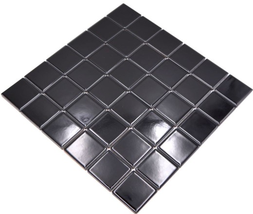 Mosaico de cerámica negro brillante azulejo backsplash cocina splashback MOS16B-0301_f