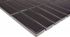 Mosaico de azulejos de cerámica varillas negro brillante cocina splashback MOS24-0302_f