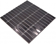 Mosaico de azulejos de cerámica varillas negro brillante cocina splashback MOS24-0302_f