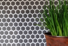 Mosaico ECO GLAS Hexágono Esmalte gris-marrón mate MOS140-HX15G_f | 10 tapetes de mosaico