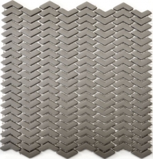 Mosaico de azulejos ECO GLAS Herringbone Esmalte crema mate MOS140-HB33C_f | 10 esteras de mosaico