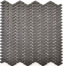 Mosaico de azulejos ECO GLAS en espiga esmalte gris-marrón mate MOS140-HB35G_f | 10 mosaico esteras