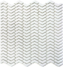 Mosaico de azulejos ECO GLAS en espiga esmalte blanco mate MOS140-HB37W_f | 10 esteras de mosaico