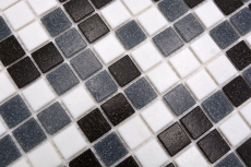 Mosaico de vidrio azulejo de la pared azulejo baño azulejo ducha salpicaduras azulejo backsplash blanco gris negro MOS52-0302_f | 10 esteras de mosaico