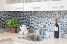 Mosaico de azulejos de vidrio mosaico Cristal esmerilado vidrio negro claro mate esmerilado MOS68-CF41_f | 10 esteras de mosaico