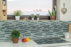 Mosaico de azulejos Translúcido blanco gris compuesto mosaico de vidrio Crystal Chic Flores MOS86-8CFL_f | 10 esteras de mosaico