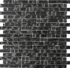 Mosaico de vidrio compuesto translúcido Crystal Chic negro MOS87-MV708_f | 10 esteras de mosaico