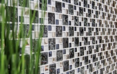 Mosaico de azulejos translúcido negro plata combinación de mosaico de vidrio Crystal EP negro plata claro MOS88-k1499_f | 10 esteras de mosaico