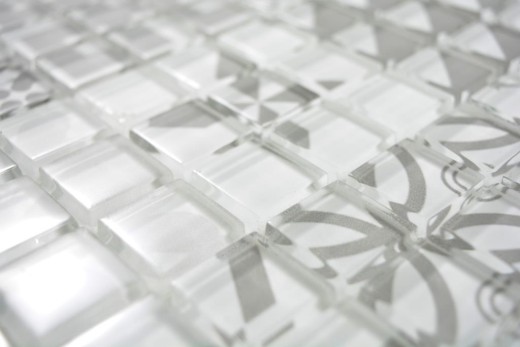 Retro vintage mosaico mosaico de vidrio gris translúcido Crystal Design gris MOS88-Retro-35_f | 10 esteras de mosaico