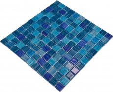 Mosaico mosaico de vidrio azul translúcido Azul cristal MOS64-0409_f | 10 esteras de mosaico
