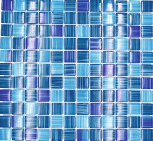 Mosaico de vidrio azul translúcido Azul cristal MOS74-0409_f | 10 esteras de mosaico