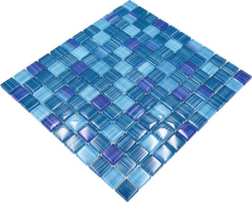 Mosaico de vidrio azul translúcido Azul cristal MOS74-0409_f | 10 esteras de mosaico