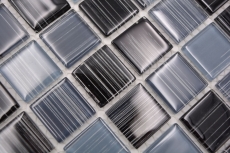 Mosaico de azulejos Translúcido azabache negro blanco Mosaico de vidrio Cristal azabache negro blanco MOS64-0302_f | 10 esteras de mosaico