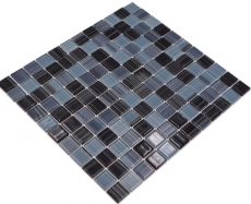 Mosaico de azulejos Translúcido azabache negro blanco Mosaico de vidrio Cristal azabache negro blanco MOS64-0302_f | 10 esteras de mosaico