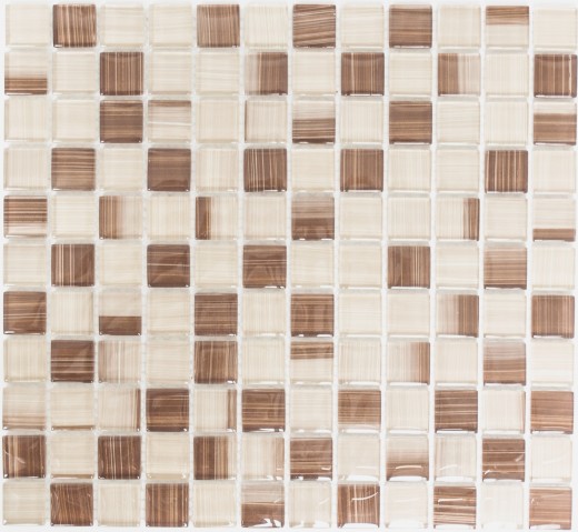 Mosaico de azulejos Translúcido streaky beige Mosaico de vidrio Cristal streaky beige MOS74-1209_f | 10 esteras de mosaico