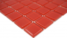 Mosaico rojo translúcido Mosaico de vidrio Cristal rojo BAÑO WC Cocina PARED MOS60-0904_f | 10 esteras de mosaico