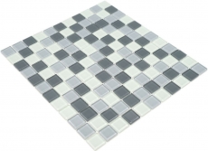 Azulejo de mosaico Gris translúcido Mosaico de vidrio Gris cristal BAÑO WC Cocina PARED MOS62-0204_f | 10 esteras de mosaico