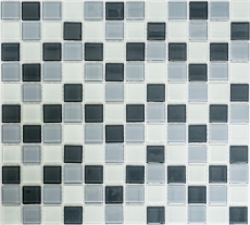 Azulejo de mosaico Gris translúcido Mosaico de vidrio Gris cristal BAÑO WC Cocina PARED MOS62-0204_f | 10 esteras de mosaico
