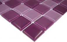 Mosaico de azulejos translúcido púrpura mosaico de vidrio Crystal púrpura BAÑO WC cocina PARED MOS62-1104_f | 10 esteras de mosaico