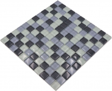 Azulejo de mosaico Gris translúcido Mosaico de vidrio Gris cristal BAÑO WC Cocina PARED MOS72-0204_f | 10 esteras de mosaico