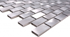 Mosaico splashback aluminio plata ladrillo azulejo backsplash cocina MOS48-0204_f