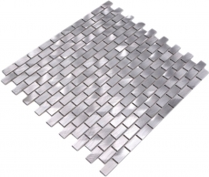 Mosaico splashback aluminio plata ladrillo azulejo backsplash cocina MOS48-0204_f