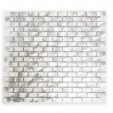 Mosaico splashback aluminio plata ladrillo azulejo backsplash cocina MOS48-0204_f