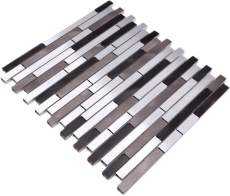 Mosaico pared trasera aluminio compuesto aluminio gris negro azulejo backsplash MOS49-0308_f