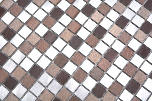 Mosaico splashback aluminio beige marrón aluminio cobre azulejo backsplash cocina MOS49-A971_f