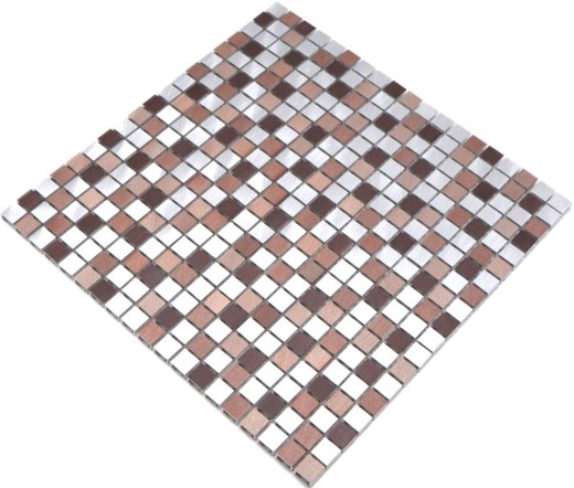 Mosaico splashback aluminio beige marrón aluminio cobre azulejo backsplash cocina MOS49-A971_f