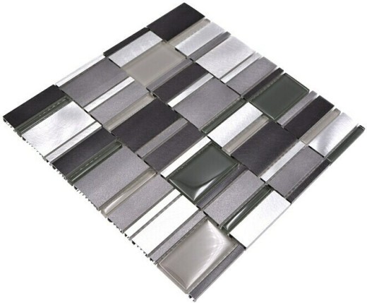 Panel trasero mosaico aluminio vidrio mosaico gris claro MOS49-0204_f