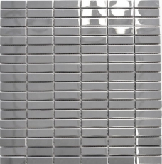 Mosaico acero inoxidable plata rectángulo acero plata brillante cocina splashback MOS129-0215_f