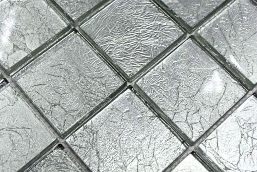 Mosaico de la pared posterior de vidrio mosaico estructura de plata MOS123-8SB26_f