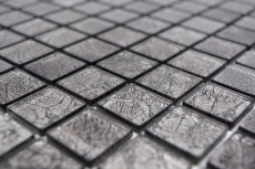Mosaico de la pared posterior de vidrio mosaico negro estructura MOS63-CM-4BL12_f