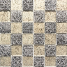 Mosaico splashback translúcido champán negro vidrio mosaico cristal resina mirada MOS78B-0702_f