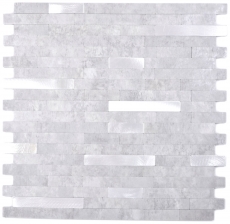 Muestra de mano vinilo compuesto efecto piedra Gris cemento/Plata mosaico pared azulejo backsplash - Muestra de mano
