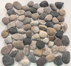 Mosaico azulejo río guijarro piedra guijarro negro guijarro arqueado beige gris negro MOS30-1204_f