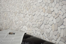 Mosaico azulejo río guijarro piedra guijarro corte blanco 5 7 MOS30-IN14_f