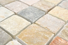 Mosaico de cuarcita piedra natural cuarcita beige cocina splashback gris MOS36-0204_f