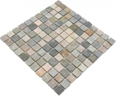 Mosaico de cuarcita piedra natural cuarcita beige cocina splashback gris MOS36-0206_f