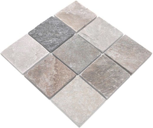 Mosaico de cuarcita piedra natural cuarcita beige gris cocina splashback MOS36-0210_f