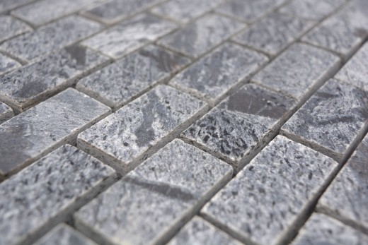 Mosaico azulejo cuarcita piedra natural ladrillo gris plata pulido MOS28-0202_C_f